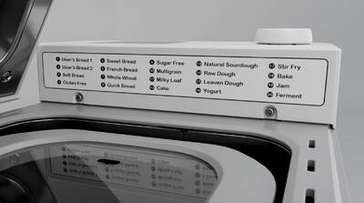 bread maker program label